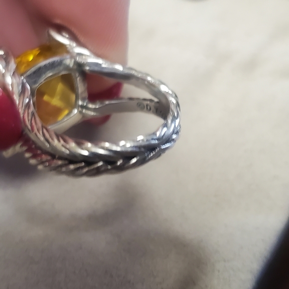 David Yurman Cushion On Point Citrine With Diamonds Ring 14mm Size 7 - Picture 6 of 9